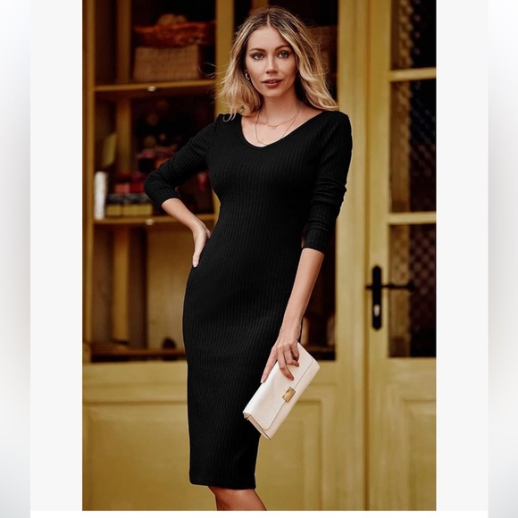 PRETTYGARDEN new with tags  Cream Midi Pullover Sweater Dress Long Sleeve - Picture 2 of 11